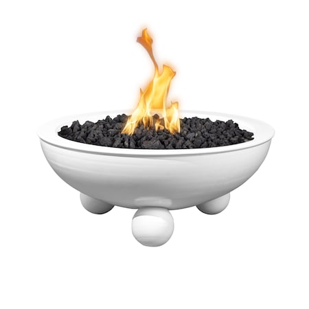 The Outdoor Plus 36 Round Sedona Fire Bowl - Powder Coated Metal - White - Match Lit - Liquid Propane OPT-36RPCRLFO-WHT-LP